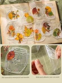 40pcs/Pack Transparent PET Stickers For DIY Plant Flower Journal Scrapbooking Decoration Back To School - Dream Wish Bottle - View 5