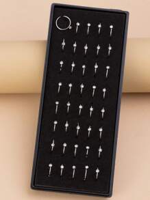 40pcs Elengant Charming Rhinestone Nose Hoop Rings Stud Body Piercing Jewelry - Multicolor - View 11