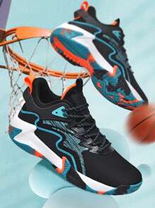 Basketballschuhe für Herren, bequeme, atmungsaktive, stoßdämpfende, rutschfeste Turnschuhe zum Schnüren für Training, Laufen und Spazierengehen im Innen- und Außenbereich