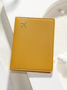 1 pieza Funda de pasaporte minimalista de piel sintética, adecuada para uso diario, viajes al aire libre, viajes de negocios, portafotos de pasaporte familiar con estampado de avión, accesorios de viaje - Multicolor - Ver 7