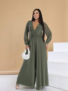 Women Jumpsuits - Olive Green - View 2