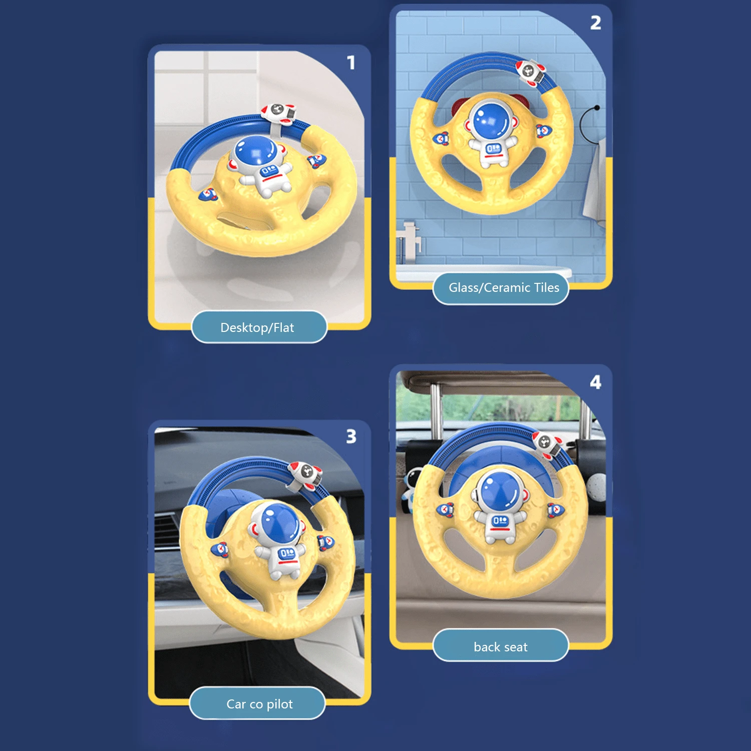 Sipobuy Giocattoli Per Volante Bambini, Controller Di Guida Portatile Simulato Con Suoni Divertenti E Musica Regalo Educativo Precoce Per Bambini Giallo Con Base 0 0