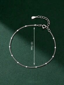 1 Vòng Tay Dây Xích Thanh Sáng Bóng Đơn Giản Thời Trang Nữ Bạc 925, Thích Hợp Cho Phụ Nữ Đeo Hàng Ngày - Vàng - Xem 3