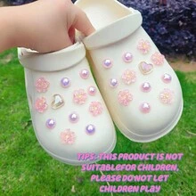 Transform & Elevate Footwear With Chic 14pcs Floral & Pearl Charms - Perfect DIY Makeover For Clogs & Sandals (Non-Integrated Insertion Decorative Buckles. Please Refer To The Detailed Composite Picture For Reference) - 24PCS Pink Cherry Blossoms - View 8