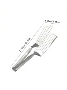 1入組多功能不銹鋼夾子，適用於自助餐、燒烤、麵包、牛排、沙拉和甜點 - 讓食物準備和展示更容易的廚房工具 - 銀色 - 查看 2