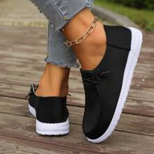 Mocassini donna a tinta unita primavera/autunno, scarpe sportive casual leggere e comode da infilare piatte per le donne