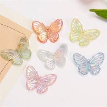 20入組/袋隨機混合多彩蝴蝶形珠子,可用於自製耳環,髮飾,樹脂珠寶製作。同時,也可用作文具,手機殼裝飾,鑰匙扣,杯子,鞋扣,冰箱磁鐵。珠寶製作材料套裝 - 彩色 - 查看 4