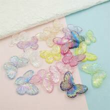 20入組/袋隨機混合多彩蝴蝶形珠子,可用於自製耳環,髮飾,樹脂珠寶製作。同時,也可用作文具,手機殼裝飾,鑰匙扣,杯子,鞋扣,冰箱磁鐵。珠寶製作材料套裝 - 彩色 - 查看 8