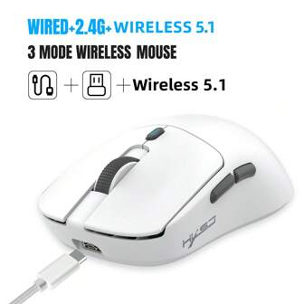 HXSJ輕便型3模式可充電無線/有線滑鼠，即插即用的光學滑鼠，適用於家庭、遊戲和辦公室使用