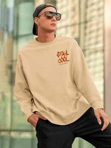 Men Sweatshirts - 卡其色 - 查看 3