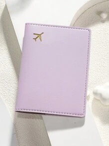 1 pieza Funda de pasaporte minimalista de piel sintética, adecuada para uso diario, viajes al aire libre, viajes de negocios, portafotos de pasaporte familiar con estampado de avión, accesorios de viaje - Multicolor - Ver 13