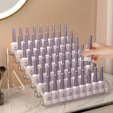 1個透明化妝品組織架，清晰7層儲物展示架，指甲油化妝品架，多功能階梯架，適用於櫃台組織 - 透明 - 查看 7