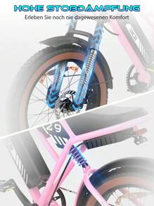 RCB RK29 Electric Bicycle Mountain E-Bike, 250W Strong Horsepower, Removable Battery, 7 Speed, 20 Inch Mountain E-Bike For Adults, Max Speed 25km/H, Shock Absorbing Seat, Multiple Mode Options - Pink - View 2