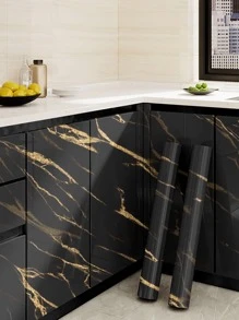 1 miếng dán nhà bếp tự dính họa tiết đá cẩm thạch đen và vàng, miếng dán bếp bóng chống dầu phong cách Bắc Âu, giấy dán tường chống bám bẩn cho ngăn kéo tủ, nhãn dán, decal dán tường, decal dán tường bằng nhựa vinyl để trang trí nhà cửa, vật dụng trang trí mùa xuân làm mới ngôi nhà của bạn, nhãn dán trang trí Rama trang trí nhà bếp - màu đen - Xem 12