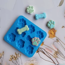 1 件硅胶烘焙模具、狗零食模具、可爱小狗爪子和骨头二合一硅胶模具、8 腔冰块托盘、冷冻模具、宠物猫狗爪巧克力模具、用于烘焙巧克力、糖果、果冻、冰淇淋、冰块、狗零食的烘焙托盘、返校