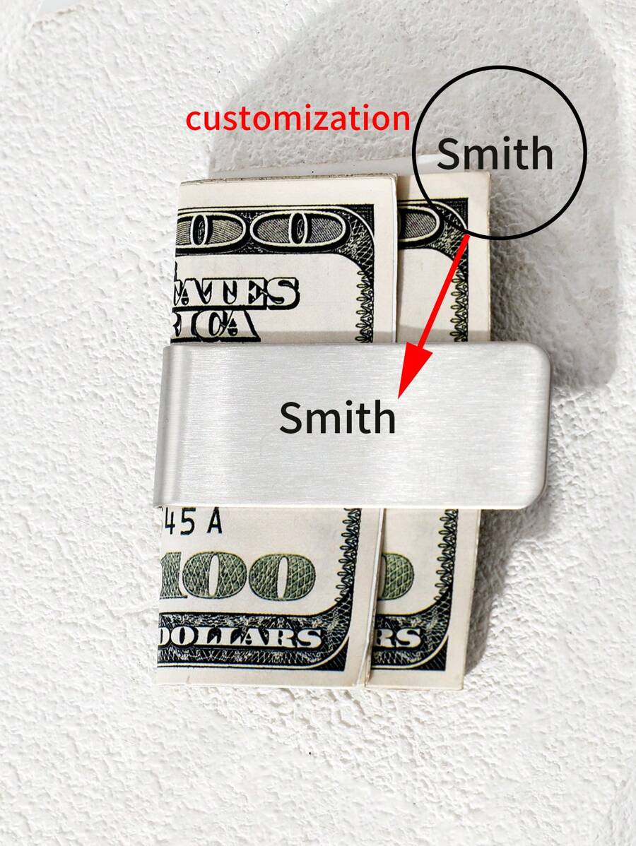 1pc Portable Zinc Alloy Money Clip Customizable With Name, Simple Designed Exclusive Wallet For Mother's Day, Father's Day, Back To School Season