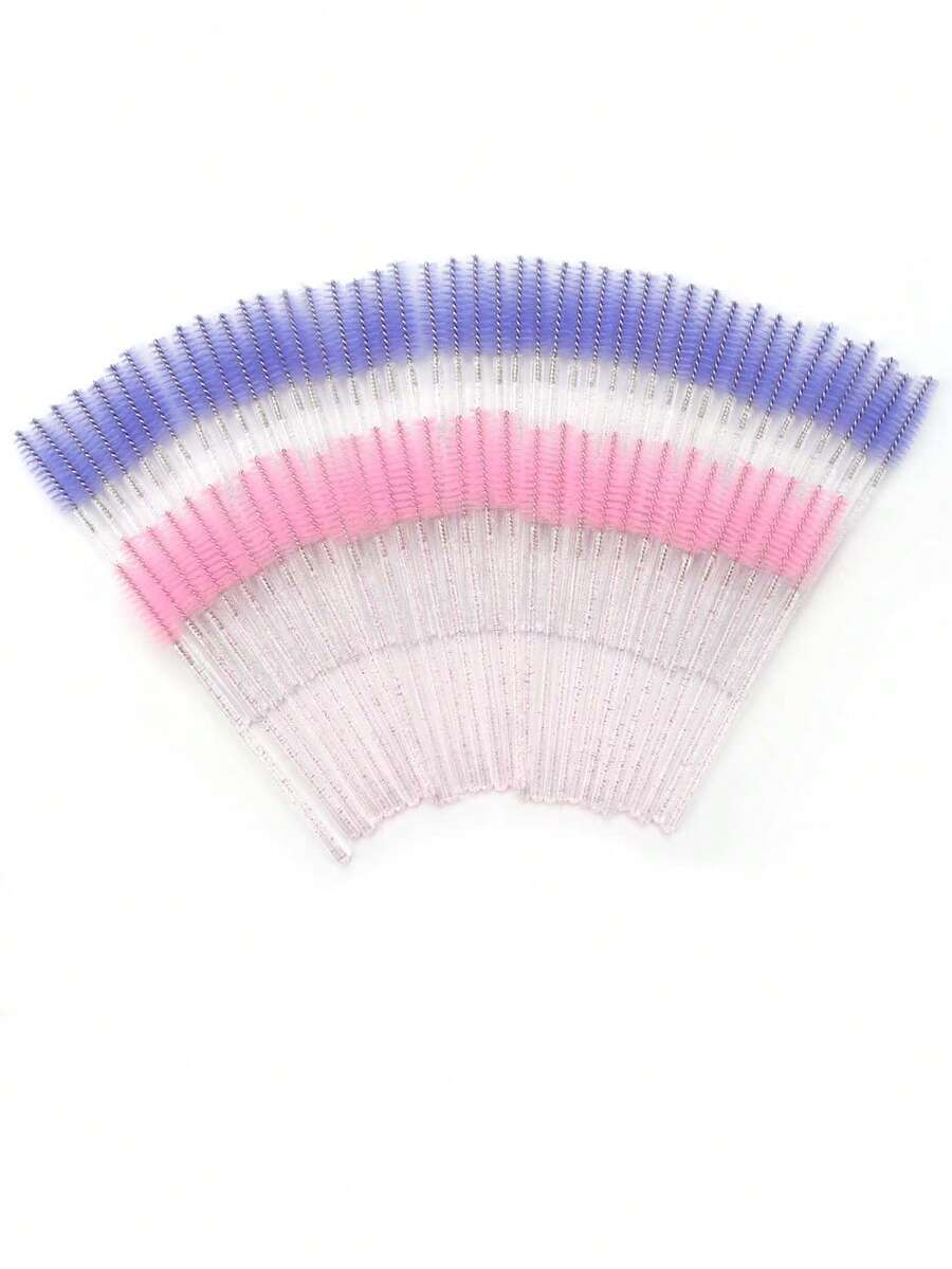 100支一次性睫毛刷 - 升级版睫毛膏刷和化妆工具套装，适用于睫毛嫁接和眉毛修整（粉色和紫色） - 彩色 - 查看 1