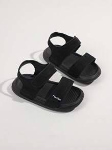 1pair Boys' Casual Flat Anti-Slip Sports Sandals, Color Block Stitching Technology Beach Shoes, Summer - Black - View 6
