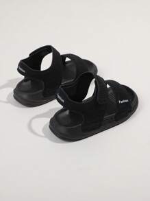 1pair Boys' Casual Flat Anti-Slip Sports Sandals, Color Block Stitching Technology Beach Shoes, Summer - Black - View 5