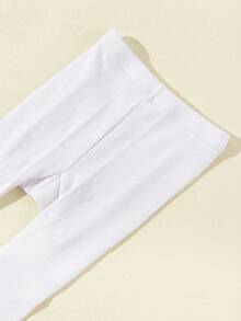 1 pieza Mallas sólidas en blanco con pie para bebé informal y versátil - Blanco - Ver 6