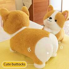 1個大號35*27可愛的柯基犬/哈士奇毛絨玩具，配有心型屁股的填充狗狗枕頭，生日禮物；小狗爪子設計的機台毛絨玩具，配有心型屁股設計 - 彩色 - 查看 1