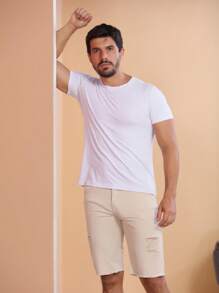 Men Shorts - 米色 - 查看 2