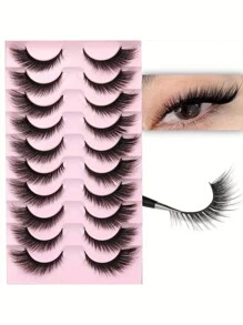 10對貓眼睫毛，0.63英寸自然外擴式，8D蓬鬆人工眼睛假睫毛，自然蓬鬆立體眼妝必備 - 眼尾拉長款 - 查看 5