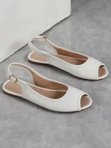 Women's Soft & Comfortable Casual Fashion Slide Sandals For Commute, Beach, Classic Outdoor, Open Toe, Backstrap, Flat, Spring/Summer - White - View 6
