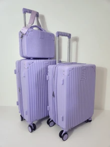 Conjunto de Mala de Viagem América:  2 Malas de Bordo + Frasqueira | Cadeado Numérico | Rodinhas 360° | Zíper Extensor e Antifurto | Padrão ANAC | - Roxo - Visão 1