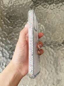 Funda de teléfono móvil elegante y lujosa con brillantes de diamantes de imitación, borde de TPU con brillantes de diamantes de imitación, cubierta suave y transparente de silicona para teléfono móvil a prueba de golpes, compatible con fundas de teléfono móvil de Apple - Blanco - Ver 7