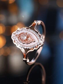 Anillo de promesa vintage estilo encaje para maternidad, con elementos florales y botánicos, anillo de compromiso/boda - Oro rosa - Ver 4