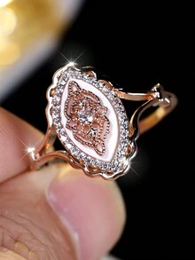 Anillo de promesa vintage estilo encaje para maternidad, con elementos florales y botánicos, anillo de compromiso/boda - Oro rosa - Ver 6