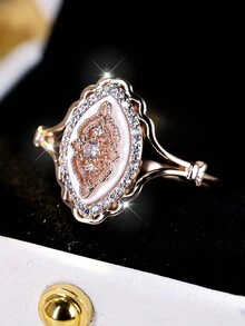 Anillo de promesa vintage estilo encaje para maternidad, con elementos florales y botánicos, anillo de compromiso/boda - Oro rosa - Ver 2