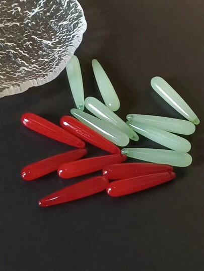 20pcs Fashionable Vintage Resin-Like Long Teardrop Beads With Pierced Holes DIY Earrings & Tassel Necklace Jewelry Accessories