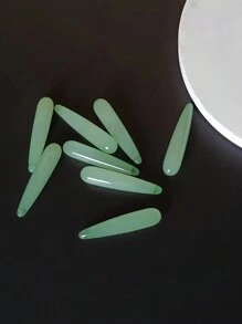 20pcs Fashionable Vintage Resin-Like Long Teardrop Beads With Pierced Holes DIY Earrings & Tassel Necklace Jewelry Accessories - Imitation Jade Teardrop Shaped Perforated Loose Beads - View 4