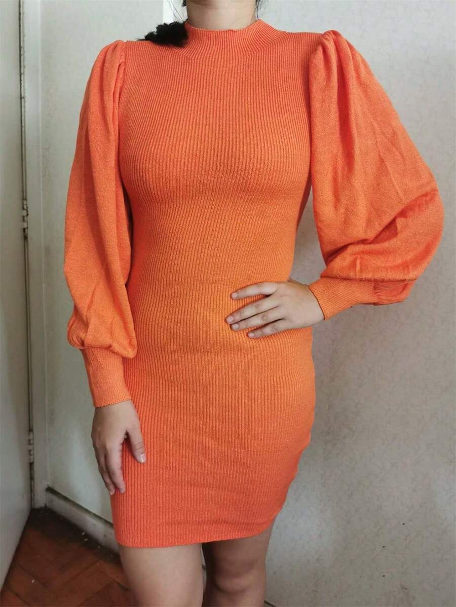 Women Sweater Dresses - trái cam - Xem 1