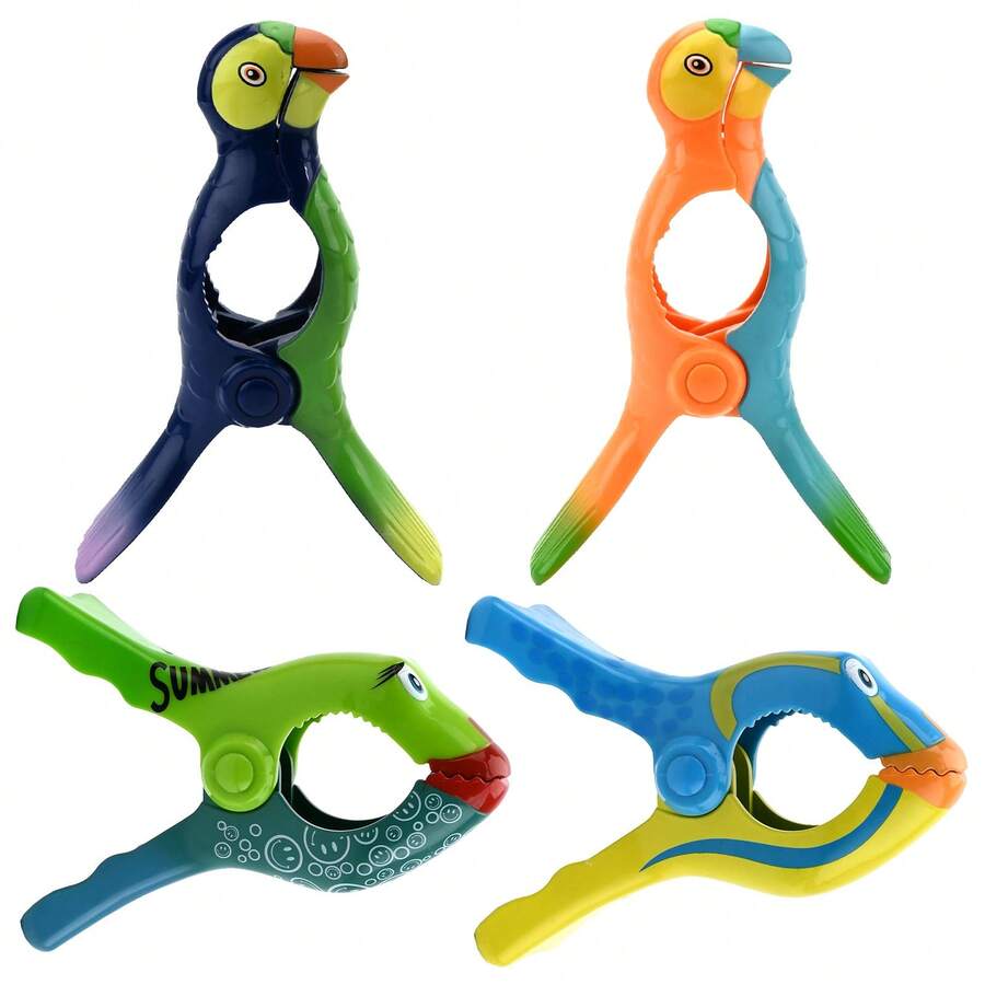 4入組沙灘毛巾夾大型沙灘衣架塑料毛巾夾洗衣夾沙灘毛巾夾泳池毛巾夾塑料衣架用於日光浴躺椅、泳池椅 - 彩色 - 查看 1