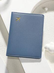 1 pieza Funda de pasaporte minimalista de piel sintética, adecuada para uso diario, viajes al aire libre, viajes de negocios, portafotos de pasaporte familiar con estampado de avión, accesorios de viaje - Multicolor - Ver 5