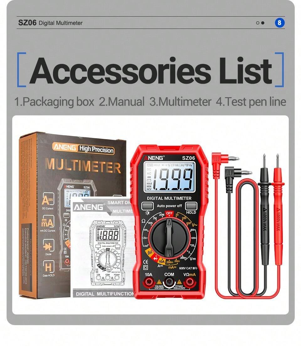 ANENG SZ06 1999 Count Smart Digital Multimeter AC Voltage Meter Current