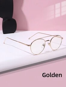 1入女士飛行員款全框金屬防藍光透明眼鏡，適用於電腦工作、裝飾性佩戴、防手機輻射和遊戲 - 彩色 - 查看 5