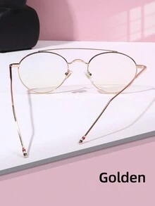 1入女士飛行員款全框金屬防藍光透明眼鏡，適用於電腦工作、裝飾性佩戴、防手機輻射和遊戲 - 彩色 - 查看 6
