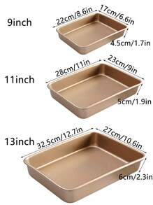 9/11/13-Inch Non-Stick Deep Cake Pan With Extra Height For Baking Chiffon Cake, Swiss Roll, Cookies, Bread, Biscuits, And More, Home Kitchen Bakeware For Baking Cakes - Rectangular Deep Cake Plate - View 3