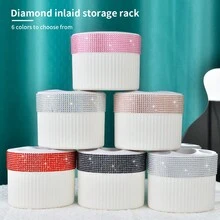 1 hộp đựng bàn chải đánh răng & kem đánh răng đính đá, hộp đựng đồ trang điểm nhiều ngăn có thể tháo rời, hộp đựng mỹ phẩm để trên mặt bàn phòng tắm, phòng ký túc xá - Nhiều màu - Xem 7