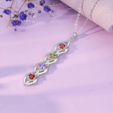 Bijoux personnalisés, Collier gemme en forme de cœur, Bijoux et nom personnalisés, Sélectionnez la couleur des gemmes pour anniversaires, anniversaires et la Saint-Valentin des femmes