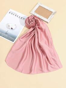 Elegant 1pc Women's Solid Color Matte Satin Scarf, All Seasons Fashionable Sunscreen Warm Shawl For Daily Commute Or Street Wear With Head Wrap - Multicolor - View 21