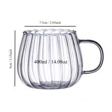 1/2/4/6 pièces - Tasse en verre rayée de 400 ml avec anse - Résistante à la chaleur, compatible micro-ondes, tasse en verre rayée transparente en forme de citrouille pour le café, le jus, les boissons froides, rentrée scolaire