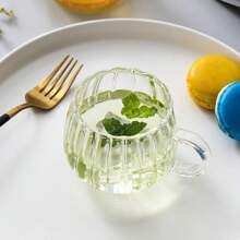 1/2/4/6 pièces - Tasse en verre rayée de 400 ml avec anse - Résistante à la chaleur, compatible micro-ondes, tasse en verre rayée transparente en forme de citrouille pour le café, le jus, les boissons froides, rentrée scolaire