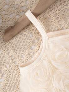 Baby Girl Fashionable 3D Embroidered Heart White Vest Top And Distressed Sprayed Hem Cut-Off Denim Shorts Outfit, 2pcs