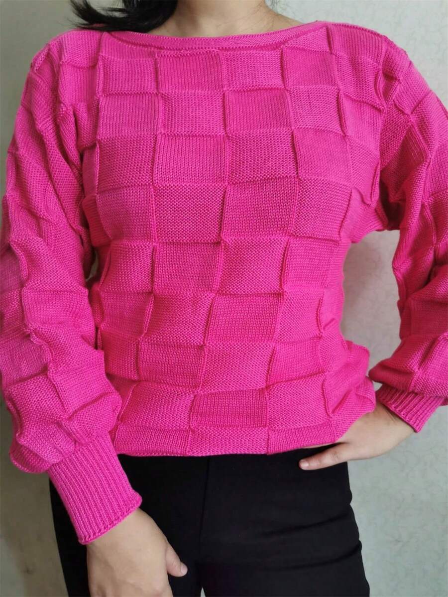 Women Sweaters - 玫紅色 - 查看 1