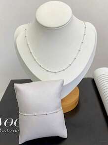 Kit Colar+Pulseira de bola Tifanny delicado banhado a ouro 18K a prata 925